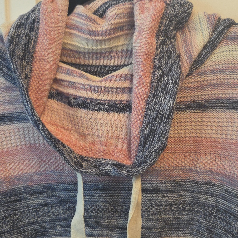 Striped Cotton Linen Blend Knit Sweater - Pink & Gray - Picture 4 of 12